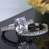 4ct Radiant Cut VVS1D Diamond Engagement Ring 14k White Gold Finish Bridal Set