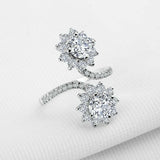 2.6ct Round Cut VVS1 Diamond Engagement Ring Flower Bypass 14k White Gold Finish