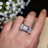 2ct Round Cut Diamond Accent Solitaire Men Engagement Ring 14k White Gold Finish