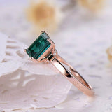 1.8ct Green Emerald Cut Engagement Ring Solitaire Promise 14k Rose Gold Finish