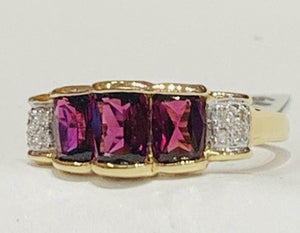 5ct Engagement Ring Radiant Cut Ruby Stackable Partywear 14k Yellow Gold Finish