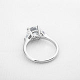 1.5ct Round Diamond Engagement Ring Trillion Accent Trilogy 14k White Gold Over