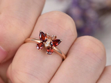 1.2ct Pear Cut Red Garnet Engagement Ring Butterfly Design 14k Rose Gold Finish