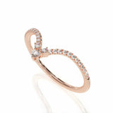 2Ct Round Cut Diamond V Shaped Stylish Curved Wedding Band 14K Rose Gold Finish