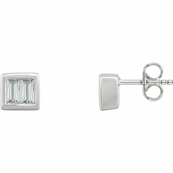 0.5ct Baguette Cut VVS1 D Diamond Stud Earrings Women 14k White Gold Finish