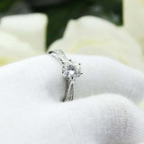 2.2ct Round Cut Diamond 6 Prong Solitaire with Accents Ring 14k WhiteGold Finish