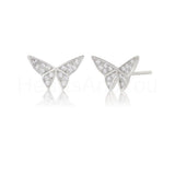 0.6ct Round Cut Moissanite Butterfly Stud Earrings 14k Yellow Gold Plated