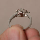 2ct Trillion Cut Peach Morganite Two Stone Engagement Ring 14k White Gold Finish