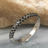 1ct Round Cut Black Diamond Wedding Band Ring Half Eternity 14k WhiteGold Finish