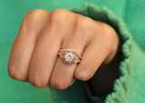 Art Deco Bridal Set Engagement Ring 2ct Round Cut Diamond 14k Rose Gold Finish