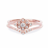 1.6ct Round Cut VVS1 Diamond Engagement Ring Flower Promise 14k Rose Gold Finish