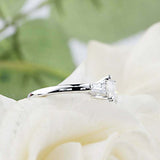 2ct Round Cut Diamond Trilogy Ring 14k White Gold Over Tapered Baguette Accents