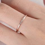 0.2ct Round Cut Diamond Wedding Band Anniversary Minimalist 14k Rose Gold Finish