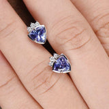 1ct Trillion Cut Tanzanite Solitaire Stud Earrings 14k White Gold Finish