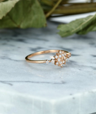 0.4ct Round Cut Diamond Engagement Ring 14k Rose Gold Finish Snowflake Design