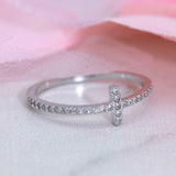 1ct Round Cut VVS1/D Diamond Engagement Ring Dainty Cross 14k White Gold Finish