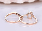 Bridal Set Engagement Ring 1ct Emerald Cut VVS1D Diamond 14k Rose Gold Finish