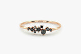 Cluster Minimalist Engagement Ring 1ct Round Cut Black Diamond 14k RoseGold Over