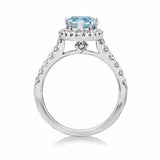 2ct Pear Cut Blue Aquamarine Engagement Ring Diamond Halo 14k White Gold Finish