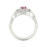 3Ct Round Cut Pink Ruby Diamond Vintage Engagement Ring 14K White Gold Finish