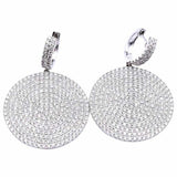 2.5ct Round Cut VVS1D Diamond Cluster Disc Drop Earrings 14k White Gold Finish