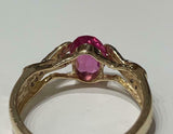 2.9ct Engagement Ring Oval Cut Pink Ruby Split Shank 14k Yellow Gold Finish