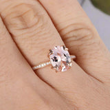 2ct Oval Cut Peach Morganite Engagement Ring Diamond Accents 14k Rose Gold Over