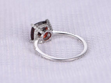 1.5ct Cushion Cut Red Garnet Engagement Ring Solitaire Accent 14k WhiteGold Over