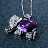 3ct Oval Purple Amethyst Pendant Elephant Design 14k White Gold Finish NO CHAIN