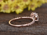 1.5ct Round Cut Diamond Engagement Ring 14k Rose Gold Finish Rope Stacking Band