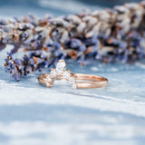 Stacking Guard Engagement Ring 1.2ct Marquise Cut Diamond 14k Rose Gold Finish