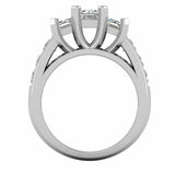 3.3ct Emerald Cut Diamond Trilogy Ring 14k White Gold Over with Princess Accents