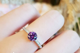 1ct Round Cut Purple Amethyst Engagement Ring 14k White Gold Finish Minimalist