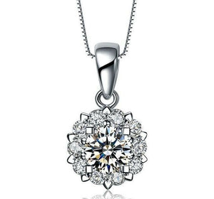 2ct Round Cut VVS1D Diamond Pendant Halo Cluster 14k White Gold Finish NO CHAIN