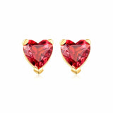 1.2ct Heart Cut Red Garnet Solitaire Stud Earrings Women 14k Yellow Gold Finish