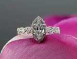 2ct Marquise Cut Diamond Infinity Band Halo Engagement Ring 14k White Gold Over