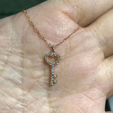 0.7ct Round Cut Diamond Pendant Heart Key Design 14k Rose Gold Finish NO CHAIN