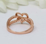 1.2ct Round Cut Diamond Engagement Ring Open Heart Infinity 14k Rose Gold Finish