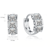 1.5Ct Princess Cut VVS1/D Diamond Trilogy Huggies Earrings 14K White Gold Finish