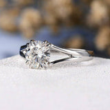 0.7ct Round Cut VVS1D Diamond Engagement Ring 14k White Gold Finish Split Shank