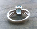 1.7ct Engagement Ring Oval Cut Blue Aquamarine Split Shank 14k White Gold Finish