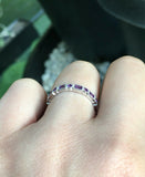 2ct Baguette Round Purple Amethyst Half Eternity Wedding Band 14k WhiteGold Over