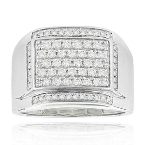 5.5ct Round Cut Diamond Lined Cluster Men Engagement Ring 14K White Gold Finish