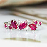 2.4ct Multi Cut Pink Ruby Engagement Ring Cluster Promise 14k White Gold Finish