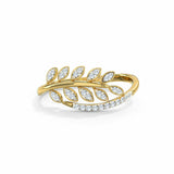 1.3ct Engagement Ring Round Diamond Leaf Design Cocktail 14k Yellow Gold Finish