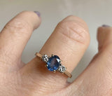 2ct Engagement Ring Oval Cut Blue Sapphire Solitaire Trilogy 14k White Gold Over