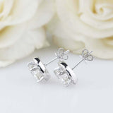 1.6ct Round Cut VVS1D Diamond Halo Stud Earrings Women 14k White Gold Finish