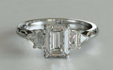 2ct Emerald Cut Diamond Engagement Ring Five Stone Solitaire 14k White Gold Over