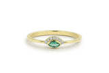 0.7ct Marquise Cut Green Emerald Crown Minimalist Ring 14k Yellow Gold Finish