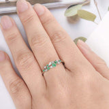 1.5ct Multi Cut Green Emerald Engagement Ring Promise Cluster 14k WhiteGold Over